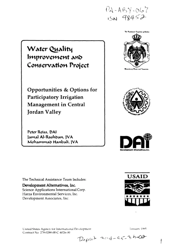 Opportunities and options for participatory irrigation management in Central Jordan Valley