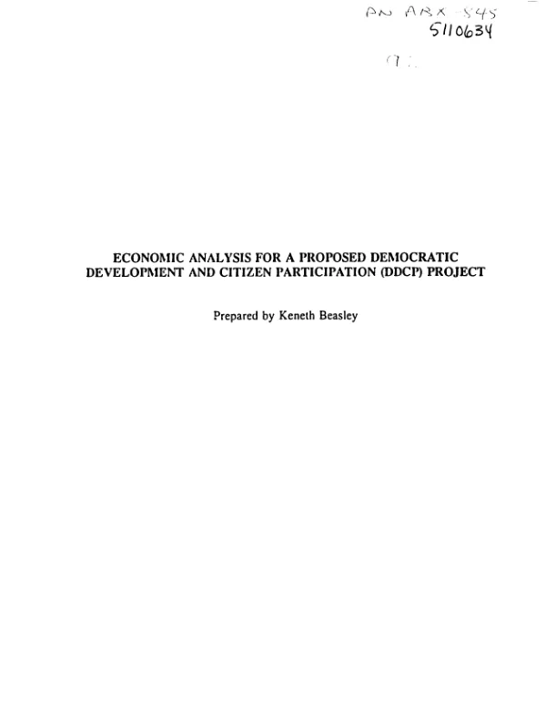 Economic analysis for a proposed democratic development and citizen participation (DDCP) project