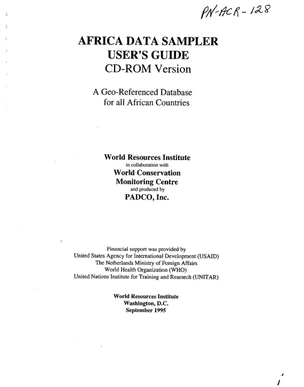 Africa data sampler user"s guide : a geo-referenced database for all African countries