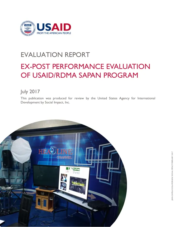 Evaluation report : ex-post performance evaluation of USAID/RDMA SAPAN program