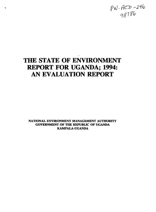State of environment report for Uganda, 1994 : an evaluation report