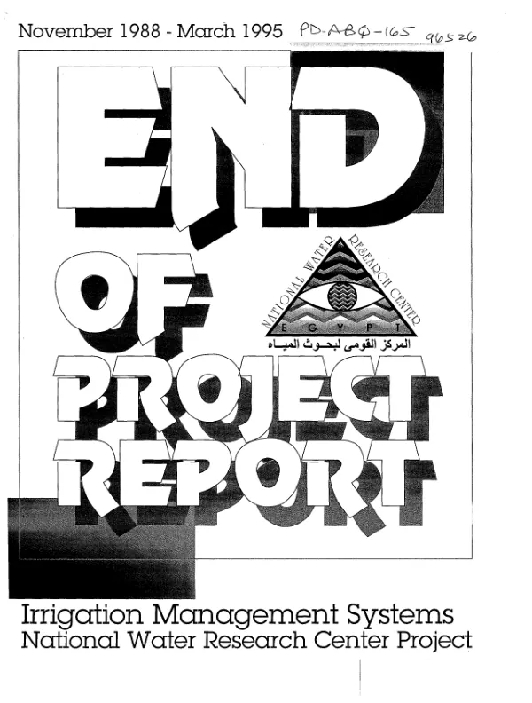 Irrigation management Systems/National Water Research Center project (IMS/NWRC) : end-of project report -- November 1988-March 1995