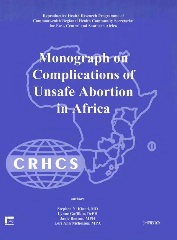 Monograph on complications of unsafe abortion in Africa