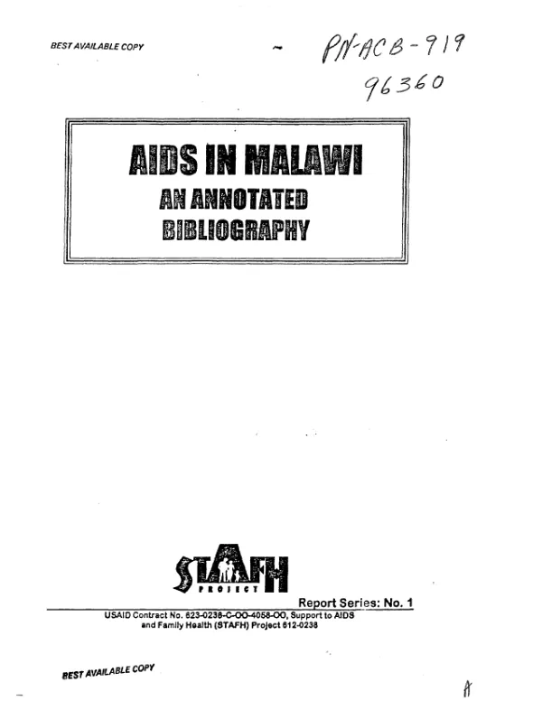 AIDS in Malawi : an annotated bibliography