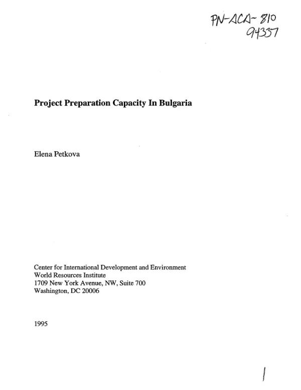 Project preparation capacity in Bulgaria