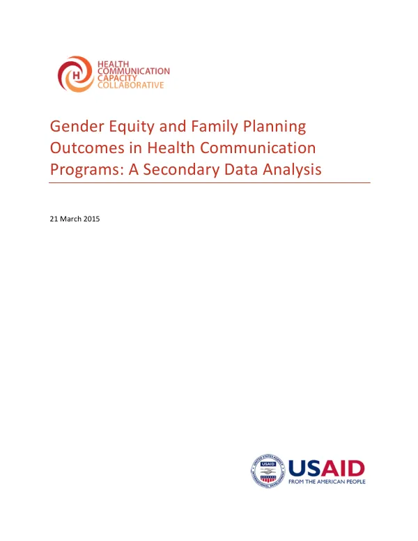Gender Equity and Family Planning Outcomes in Health Communication Programs: A Secondary Data Analysis