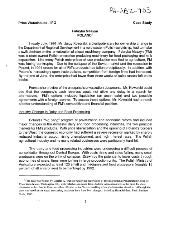Fabryka Maszyn -- Poland : case study