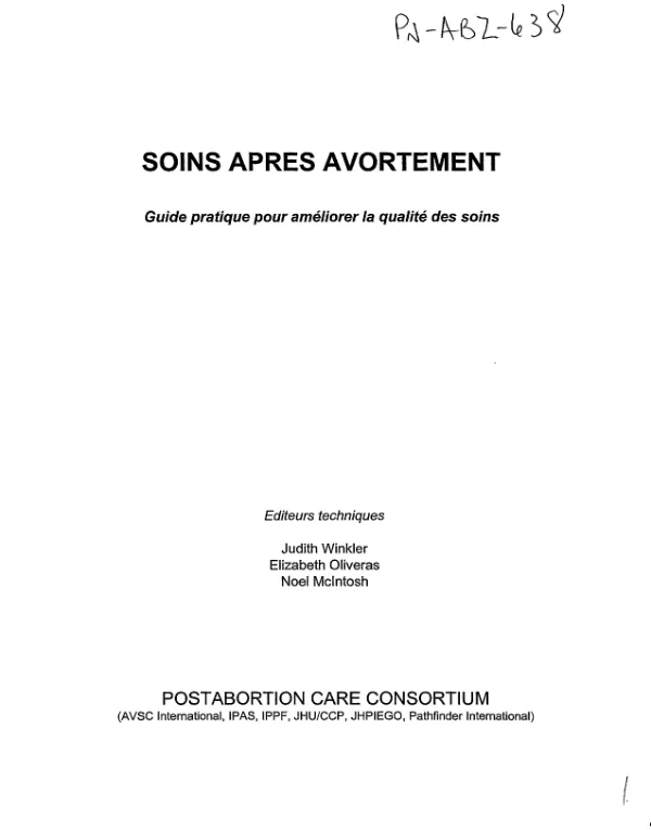 Soins apres avortement : guide pratique pour ameliorer la qualite des soins