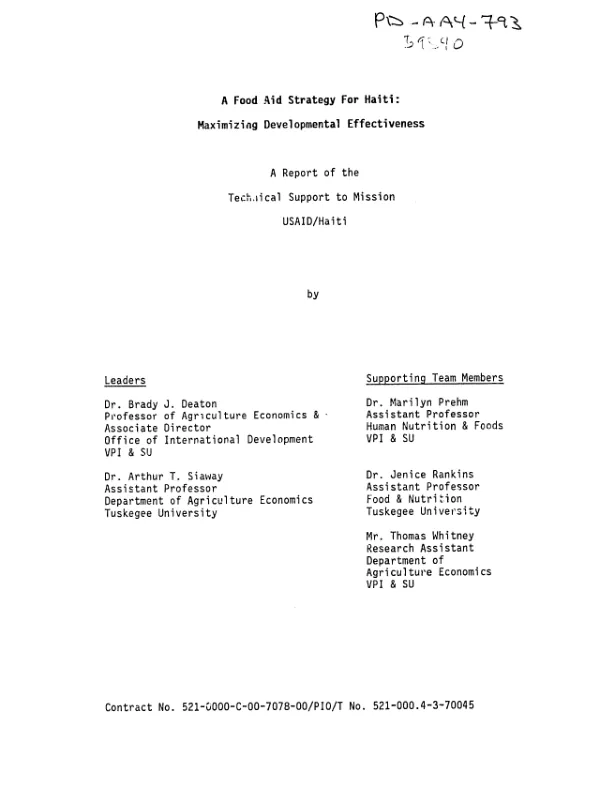 Report of a health system baseline survey