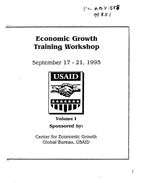 Economic growth training workshop, September 17-21, 1995