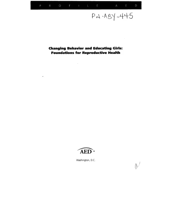 Changing behavior and educating girls : foundations for reproductive health