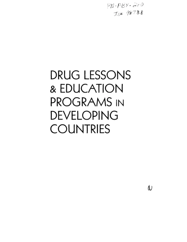 Drug lessons and education programs in developing countries