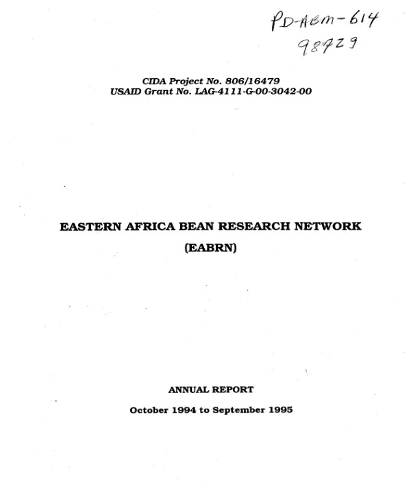 Eastern Africa bean research network (EABRN) : annual report -- October 1994 to September 1995