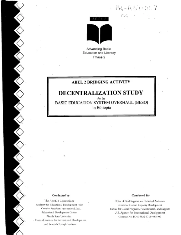 Basic education system overhaul (BESO) decentralization study : research on the decentralization of basic education in Tigray, Ethiopia -- final report