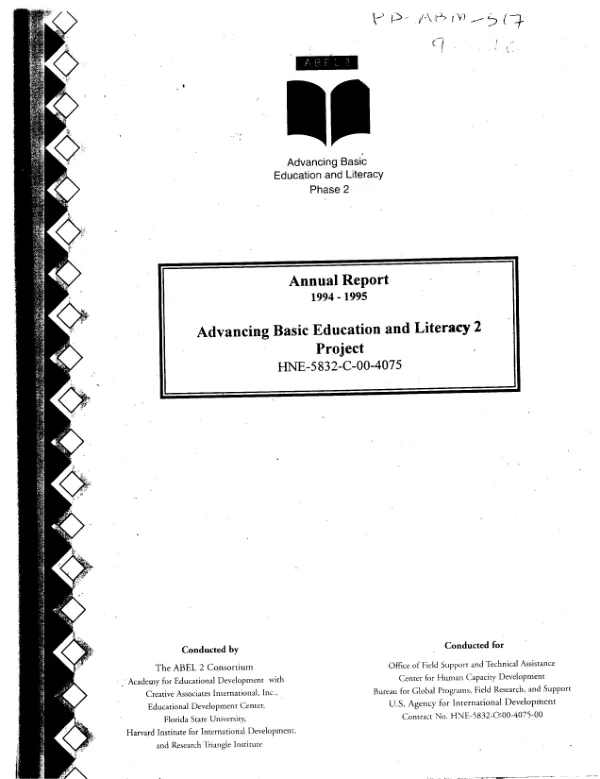 Annual report 1994-1995 : advancing basic education and literacy 2 [ABEL 2] project -- HNE-5832-C-00-4075[-00]