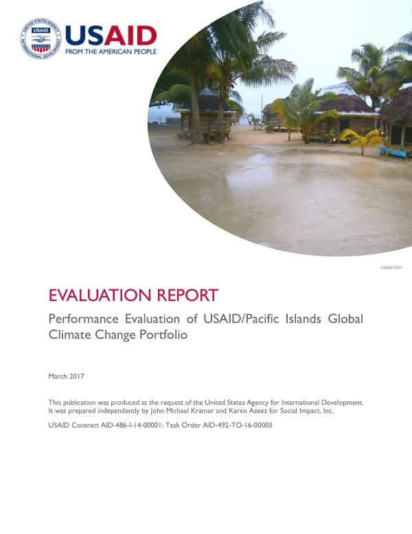 Performance evaluation of USAID/Pacific Islands global climate change portfolio