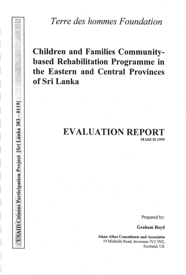 Children and families community-based rehabilitation programme in the Eastern and Central Provinces of Sri Lanka : evaluation report