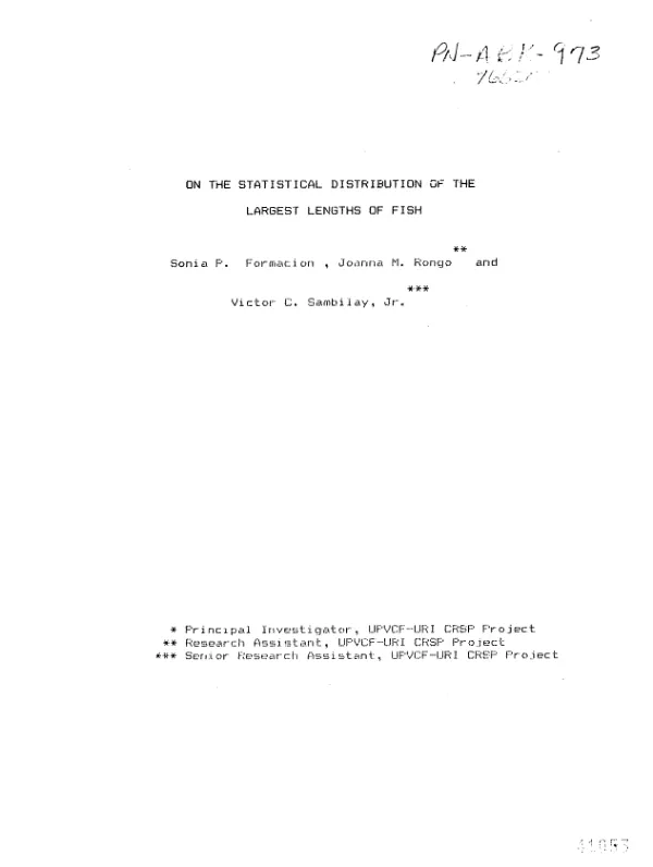 On the statistical distribution of the largest lengths of fish