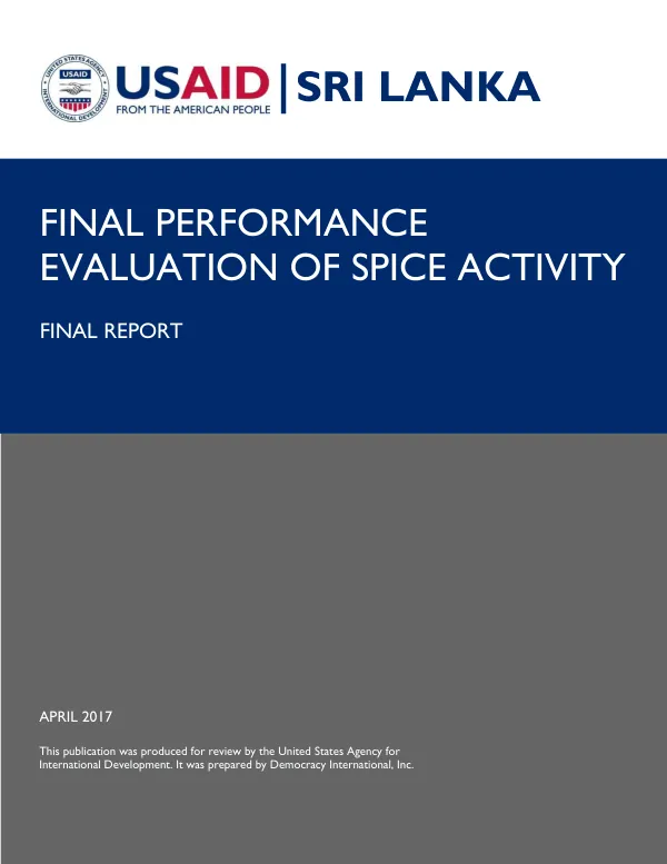 Final performance evaluation of SPICE activity : final report