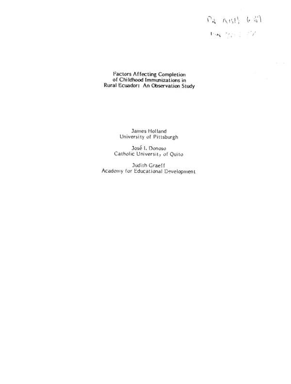 Factors affecting completion of childhood immunizations in rural Ecuador : an observation study