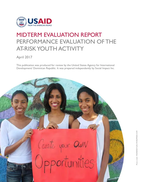 Midterm evaluation report : performance evaluation of the at-risk youth activity