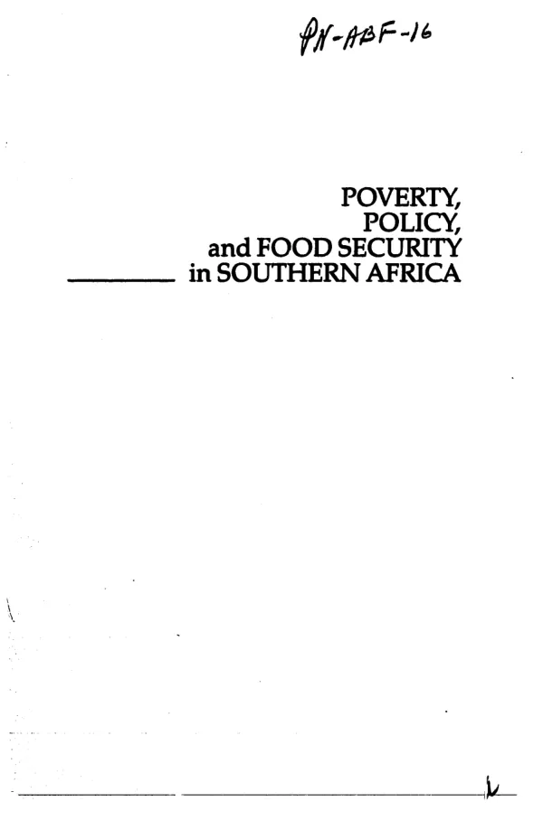 Poverty, policy, and food security in Southern Africa