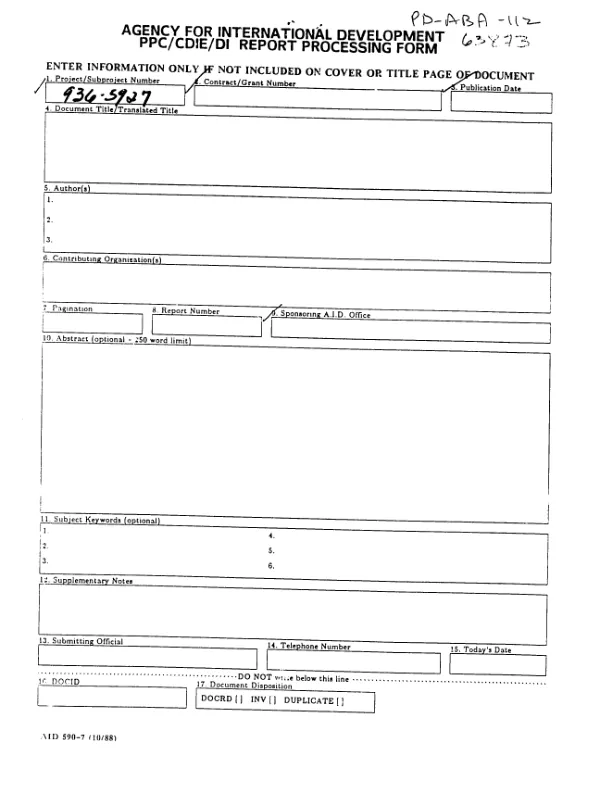 ACCS : the accelerated cooperation for child survival project implementation plan 1988