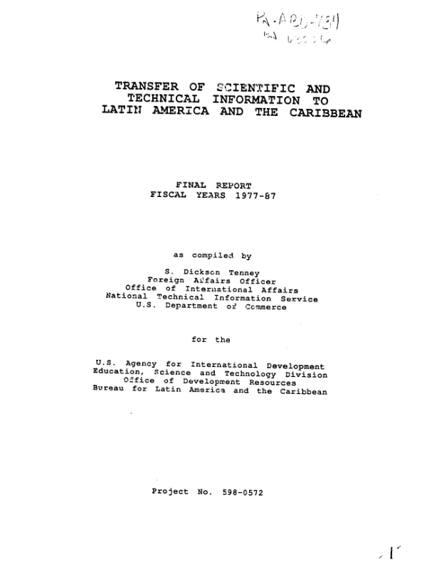 Transfer of scientific and technical information to Latin America and the Caribbean : final report, fiscal years 1977-87