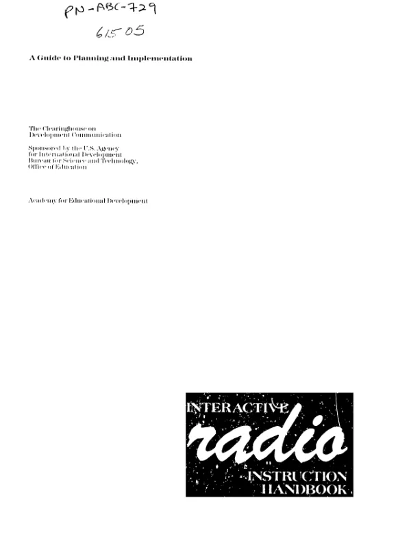 Interactive radio instruction handbook : a guide to planning and implementation