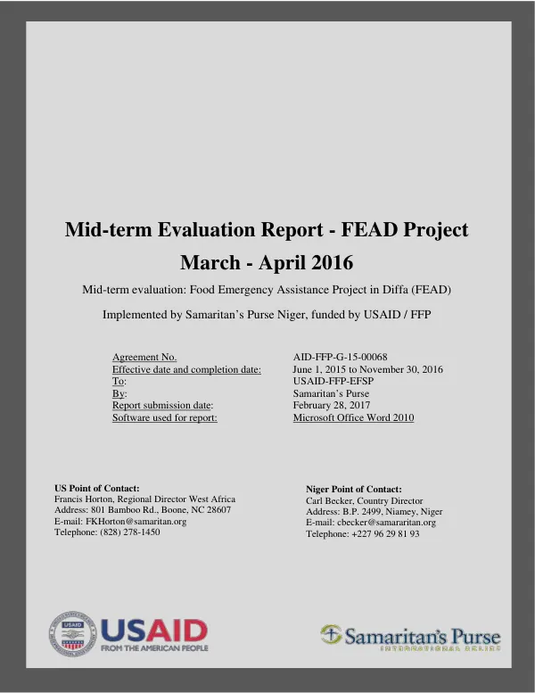 Mid-term evaluation report -- FEAD project, March-April 2016