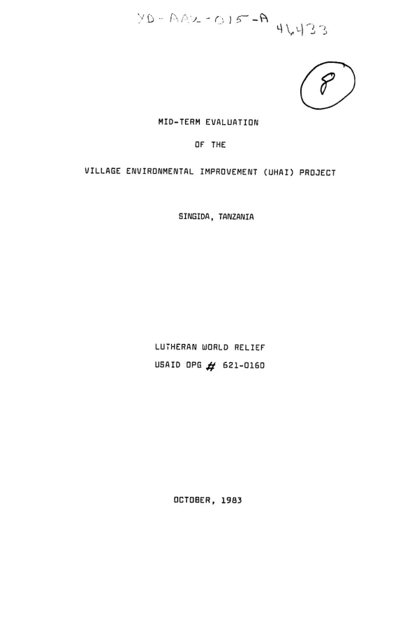 Mid-term evaluation of the village environmental improvement project, Singida, Tanzania