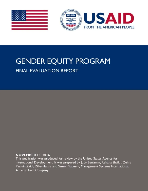Gender equity program : final evaluation report