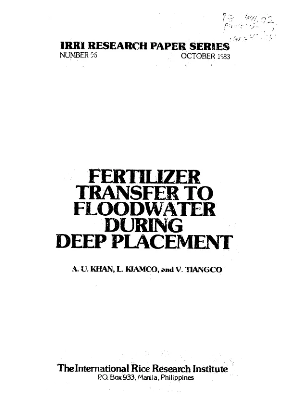 Fertilizer transfer to floodwater during deep placement