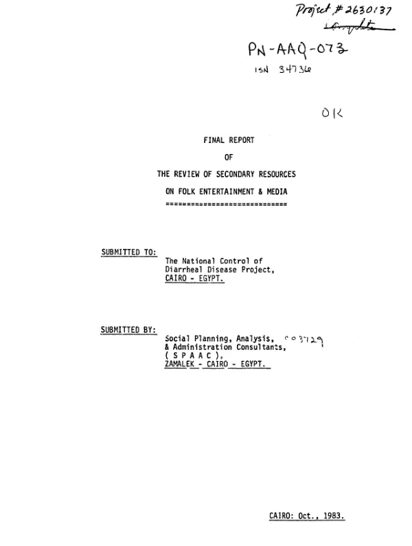 Final report of the review of secondary resources on folk entertainment & media