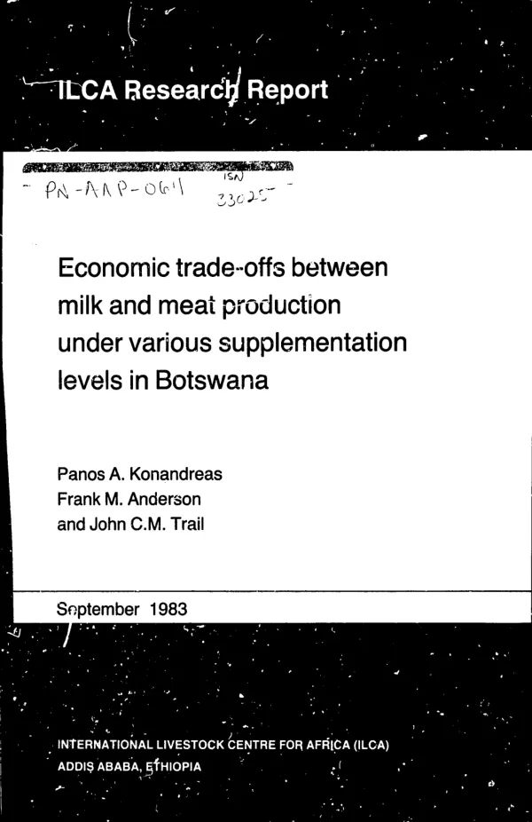 Economic trade - offs between milk and meat production under various supplementation levels in Botswana