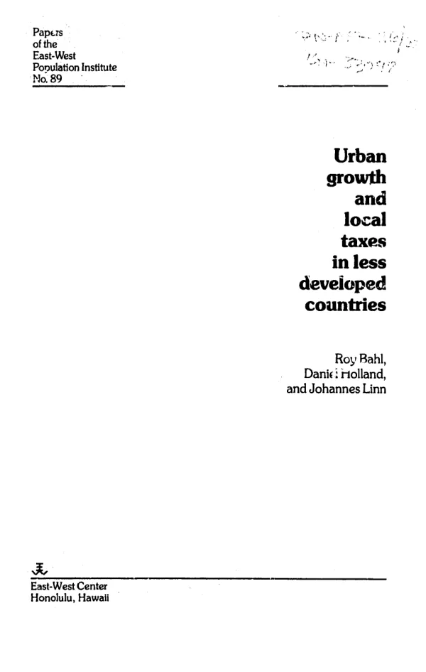 Urban growth and local taxes in less developed countries