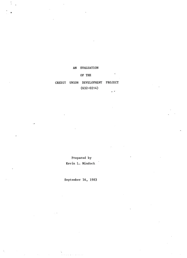 Evaluation of the credit union development project