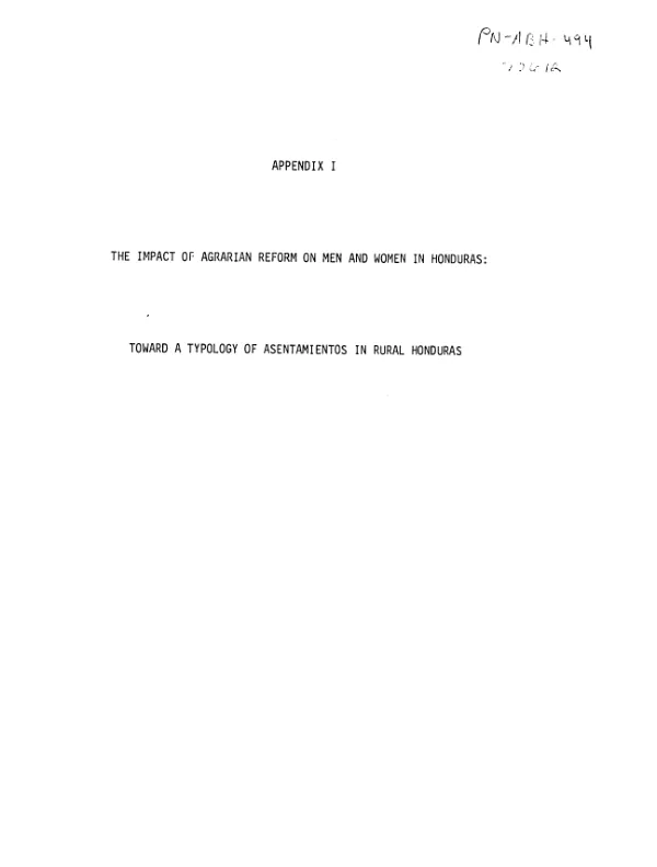Impact of agrarian reform on men and women in Honduras [: appendices]