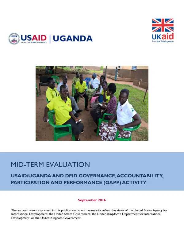Mid-term evaluation of USAID/Uganda and DFID governance, accountability, participation and performance (GAPP) activity