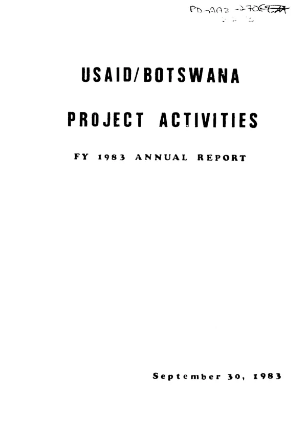 USAID/Botswana project activities : FY 1983 annual report