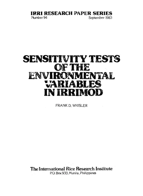 Sensitivity tests of the environmental variables in IRRIMOD