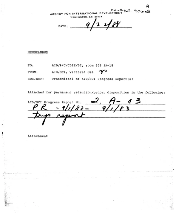 AID progress report (September 1, 1982 to September 1, 1983), grant no. DAN-5542-G-SS-2126-00 [: seed vigor influence of nitrogen fixation on red field bean]