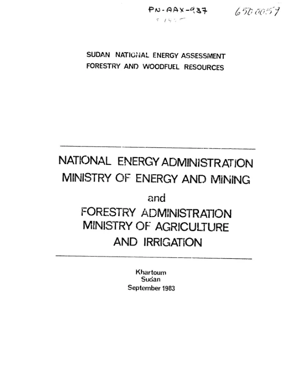 Sudan national energy assessment : forestry and woodfuel resources