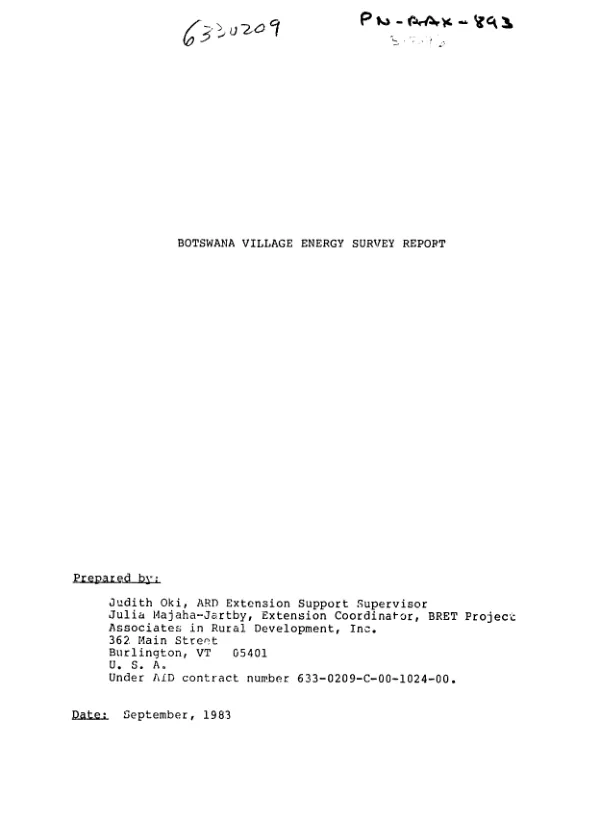 Botswana village energy survey report
