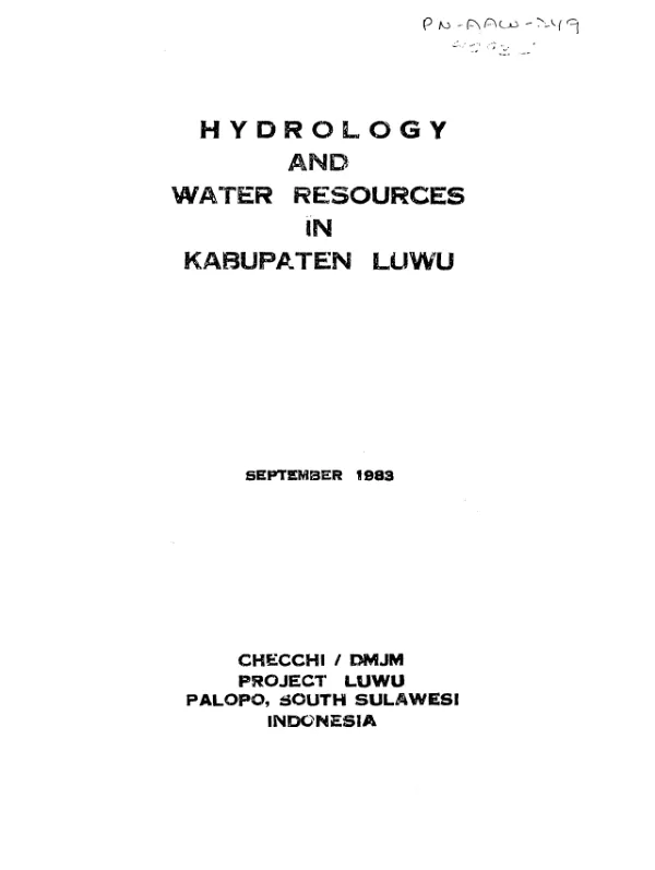 Hydrology and water resources in Kabupaten Luwu