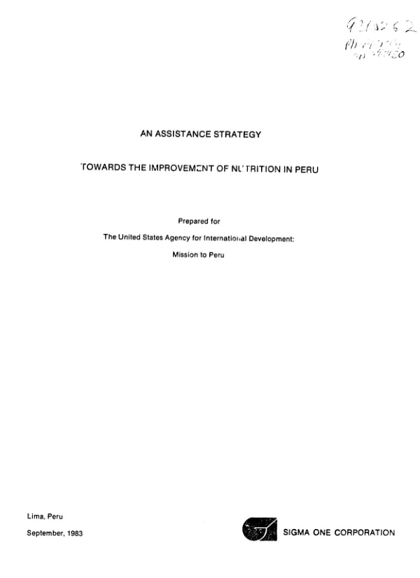 Assistance strategy towards the improvement of nutrition in Peru