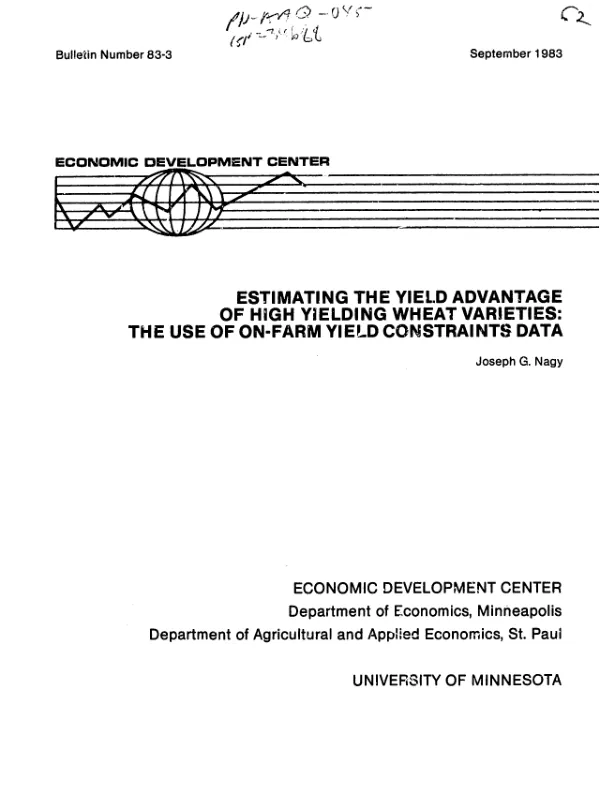 Estimating the yield advantage of high yielding wheat varieties : the use of on-farm yield constraints data