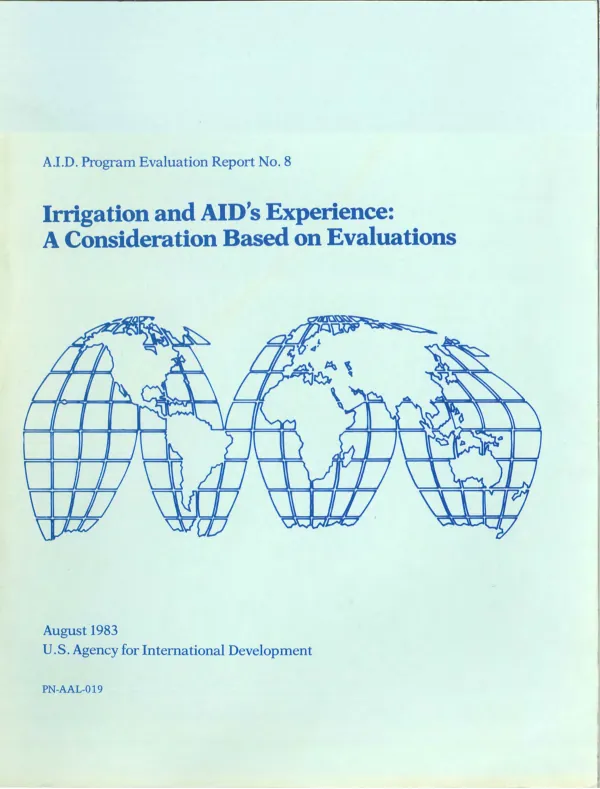 Irrigation and AID"s experience : a consideration based on evaluations