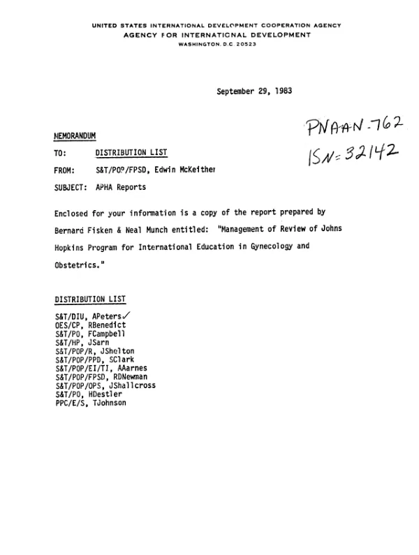 Management review of Johns Hopkins program for international education in gynecology and obstetrics