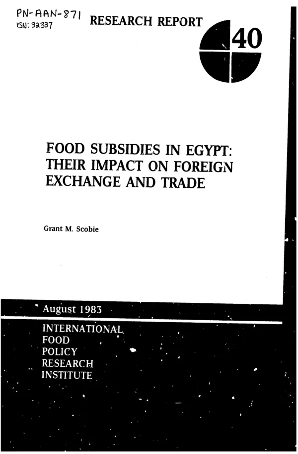 Food subsidies in Egypt : their impact on foreign exchange and trade